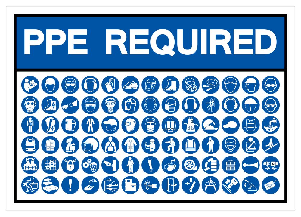 PPE Required sign correct sitting posture