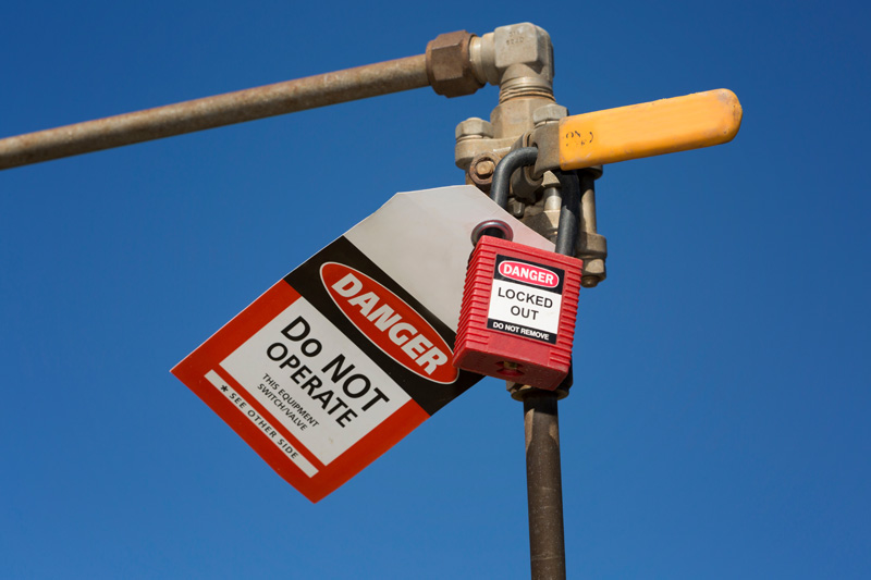 Lockout/tagout in use